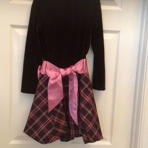 Child’s velvet and plaid taffeta dress